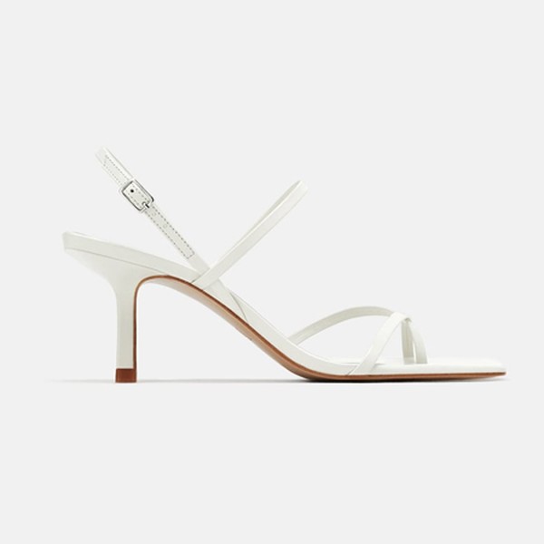 Mid-Heel Strappy Leather Sandals from Zara