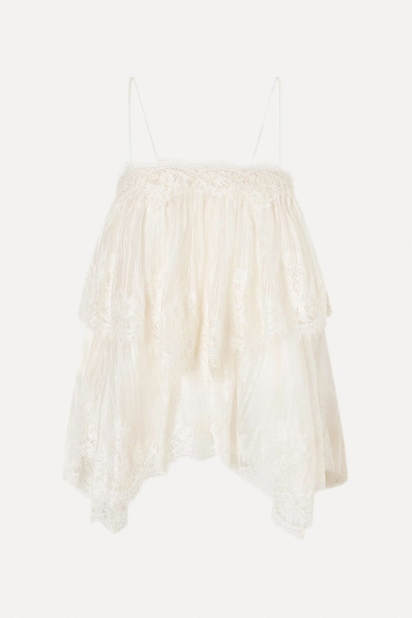 Ophelia Lace-Trimmed Crinkled-Satin Camisole from AJE