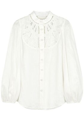  Cassia Floral-Embroidered Linen Blouse from Zimmermann