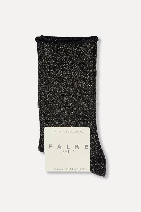 Shiny-Finish Mid-Calf Knitted Socks from FALKE