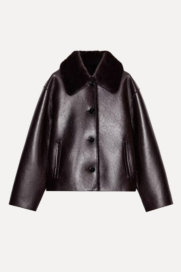 Reversible Double Faced Faux Fur Leather Jacket