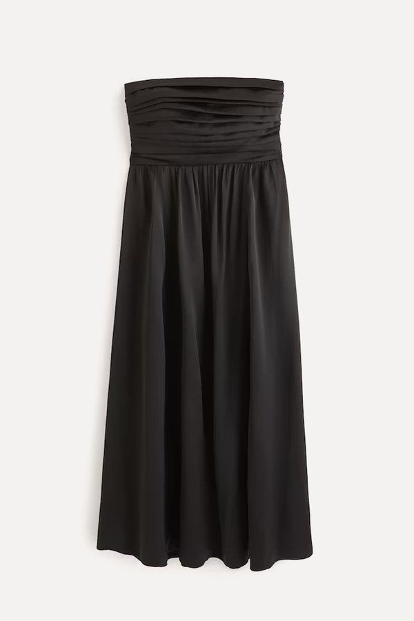 Emerson Ruched Strapless Midi Dress from Abercrombie & Fitch