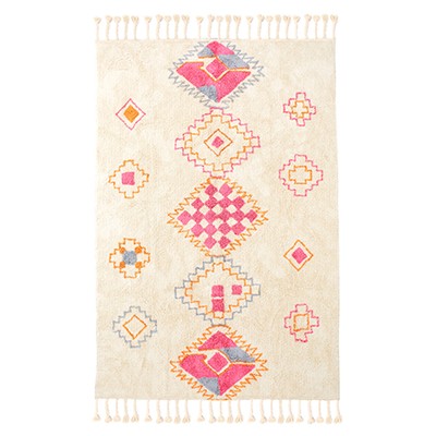 Hand Woven Geometric Style Tassled Rug