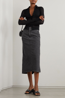 Paneled Denim Midi Skirt from Gauchere