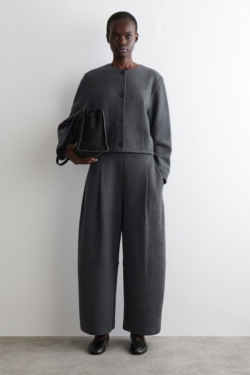 Boiled-Wool Barrel-Leg Trousers from COS