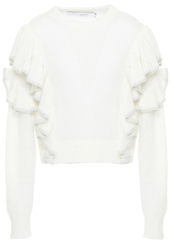 Cropped Metallic-Trimmed Ruffled Knitted Sweater from IRO