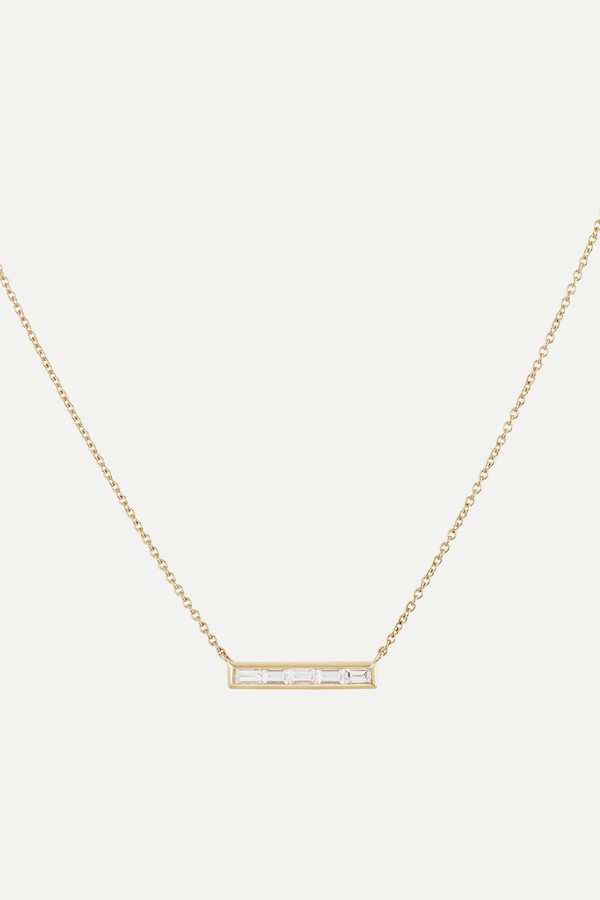 Baguette Diamond Bar Necklace