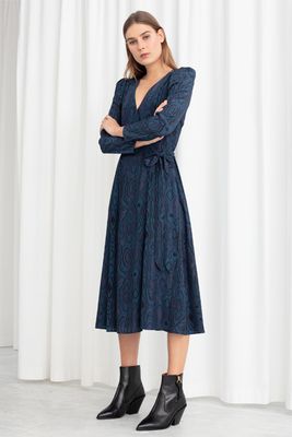 Wood Jacquard Midi Wrap Dress from & Other Stories