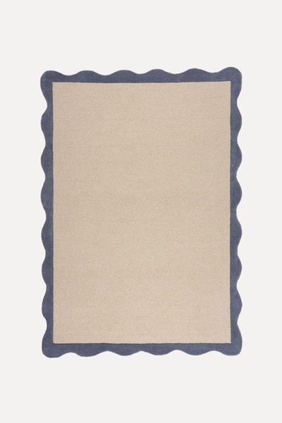 Bonnie Scallop Natural Border Wool Rug from Dunelm