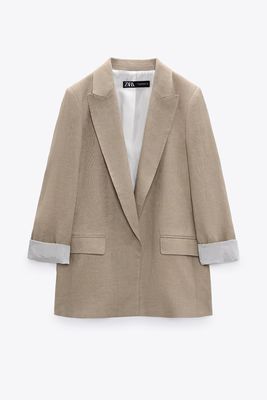 Linen Blazer With Printed Sleeves from Zara
