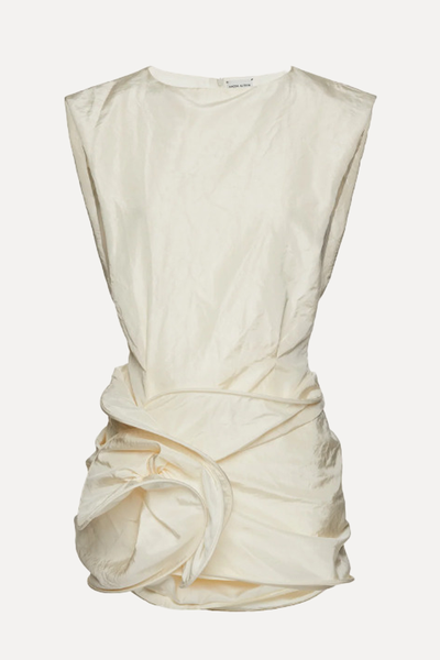 Sleeveless Crinkle Silk Mini Dress In Cream from Magda Butrym