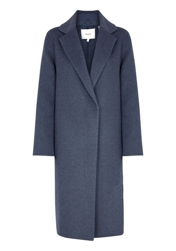 Classic Navy Wool-Blend Coat from Vince