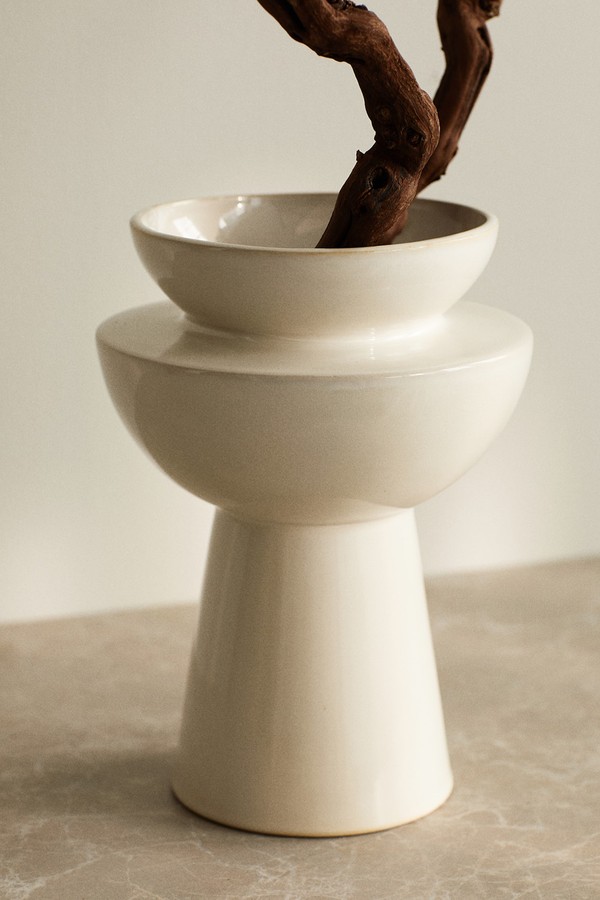 Large Tiered Stoneware Vase
