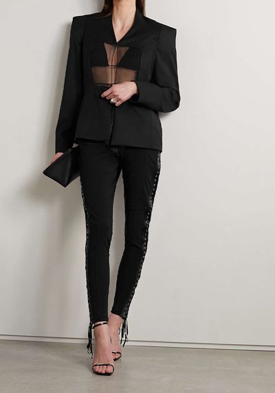 Paneled Silk-Chiffon and Wool-Twill Blazer from Grace Ling