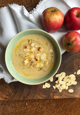 Celeriac And Apple Soup With Toasted Almonds