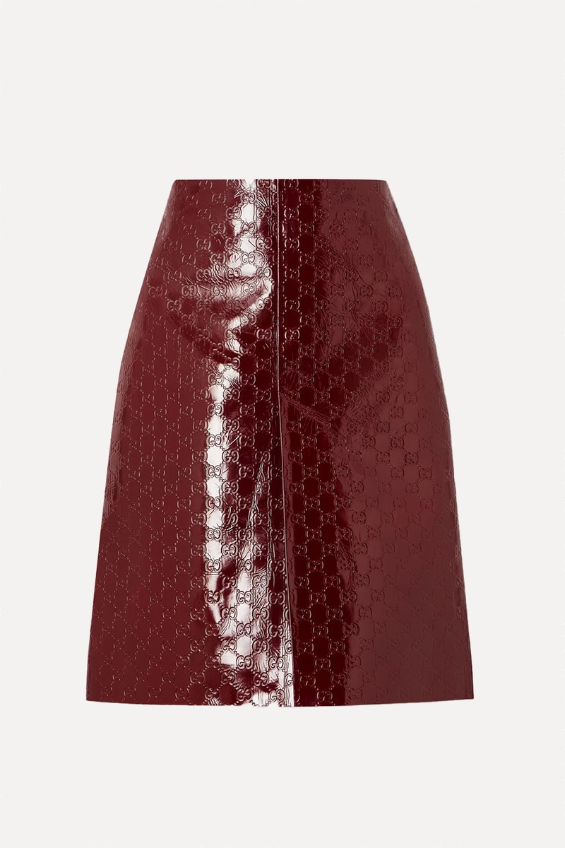 Embossed Crinkled Patent-Leather Skirt from GUCCI