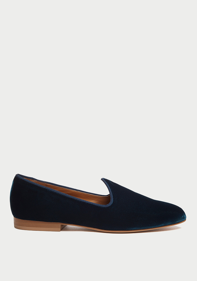 Petrol Blue Velvet Venetian Slipper from Le Monde Béryl x Relove