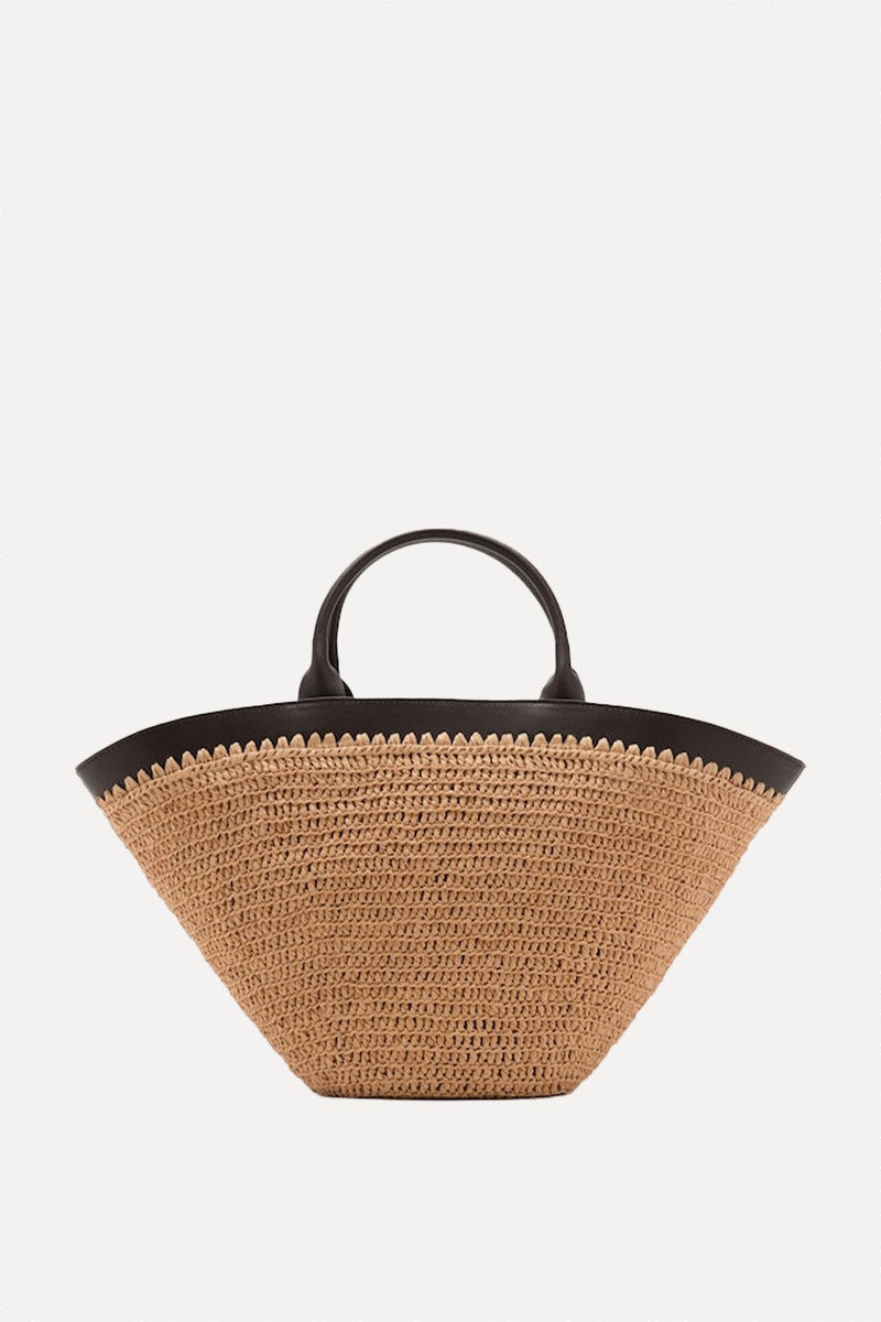 Large Natural Fibre Bag With Double Handle from Mango