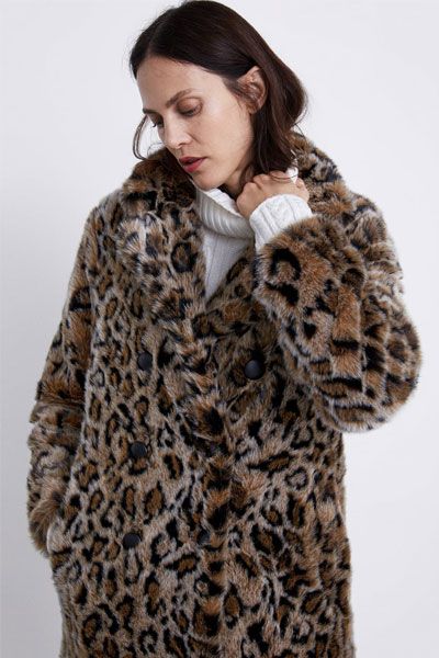 Textured Leopard Print Coat from Zara