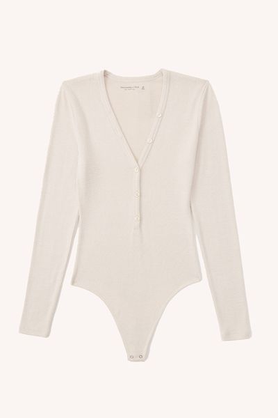 Long-Sleeve Cozy Henley Bodysuit from Abercrombie & Fitch