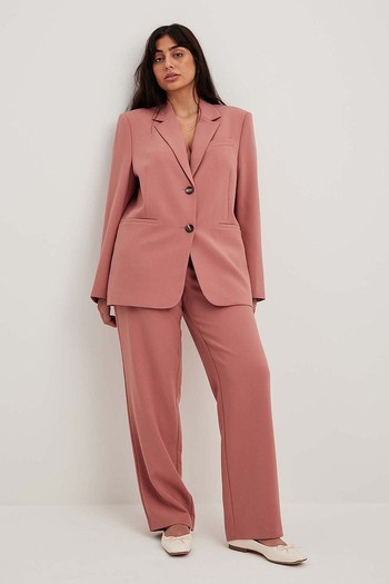 Mid Waist Melange Suit Pants