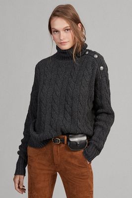 Cable-Knit Roll Neck Jumper
