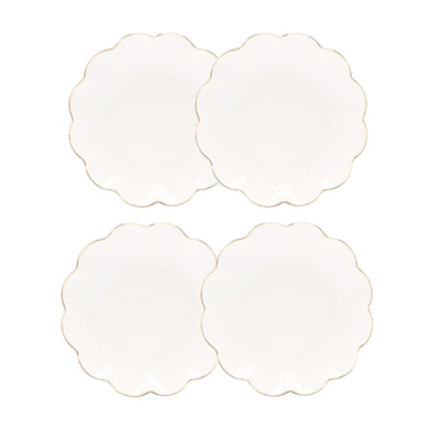 Set Of Four Scalloped Ceramic Appetiser Plates from Aerin