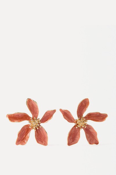 Enameled Flower Earrings