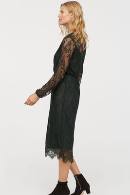 Calf-Length Lace Dress