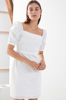 Puff Sleeve Dobby Cotton Mini Dress from & Other Stories