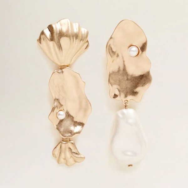 Pearl Detail Asymmetric Earrings from Mango