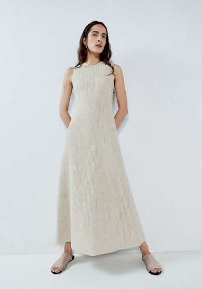 Sleeveless Nylon Blend Raffia Shift Dress from Raey