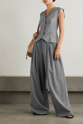 Pinstriped Wool-Blend Vest from St. Agni