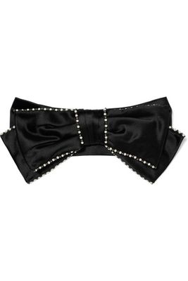 Faux Pearl, Crystal and Bow-embellished Silk-satin Headband from Gucci