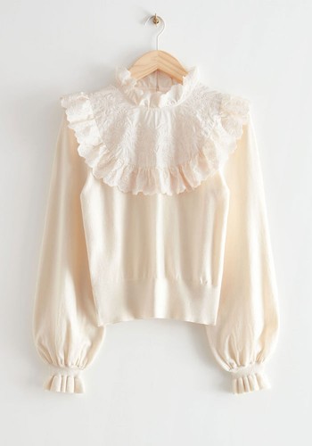 Ruffled Floral Embroidery Sweater from & Other Stories