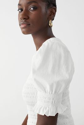 Smocked Puff Sleeve Crop Top White from & Other Stories