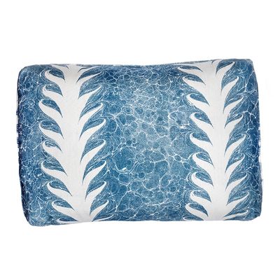 Palm Drop Linen Cushion - Sky Blue