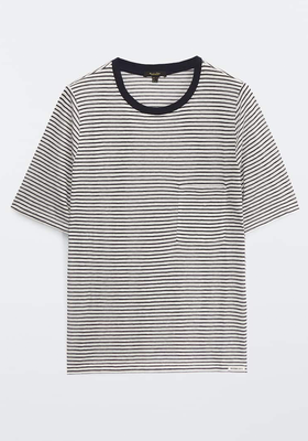 Striped Short Sleeve T-Shirt With A Pocket  from Massimo Dutti 