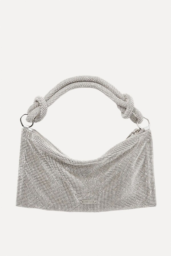 Hera Nano Crystal-Embellished Knotted Satin Shoulder Bag from Cult Gaia