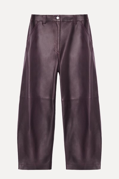 Leather Barrel-Leg Utility Trousers from COS