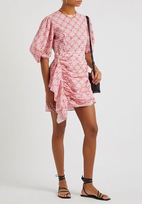 Pia Pink Printed Cotton Mini Dress from Rhode