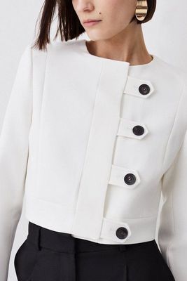 Compact Stretch Tab Detail Crop Jacket