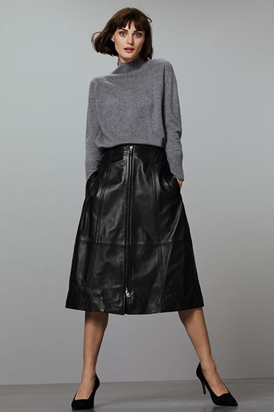 Autograph Leather A-Line Midi Skirt from Marks And Spencer