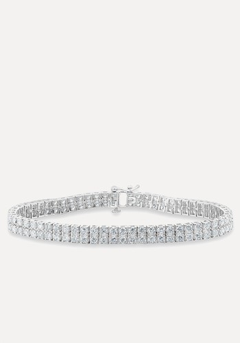 Double Row Lab Diamond Tennis Bracelet 6.20ct In 9K White Gold