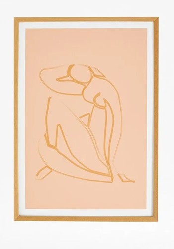 Female Outline Print In Hardwood Frame