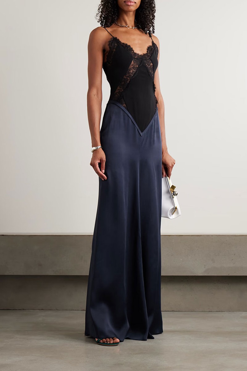 Lace-Trimmed Crepe & Satin-Crepe Gown from Victoria Beckham
