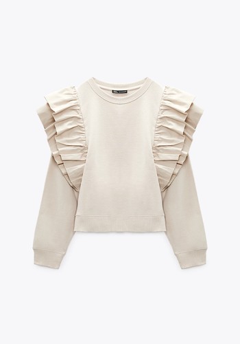 Contrast Ruffled Sweatshirt