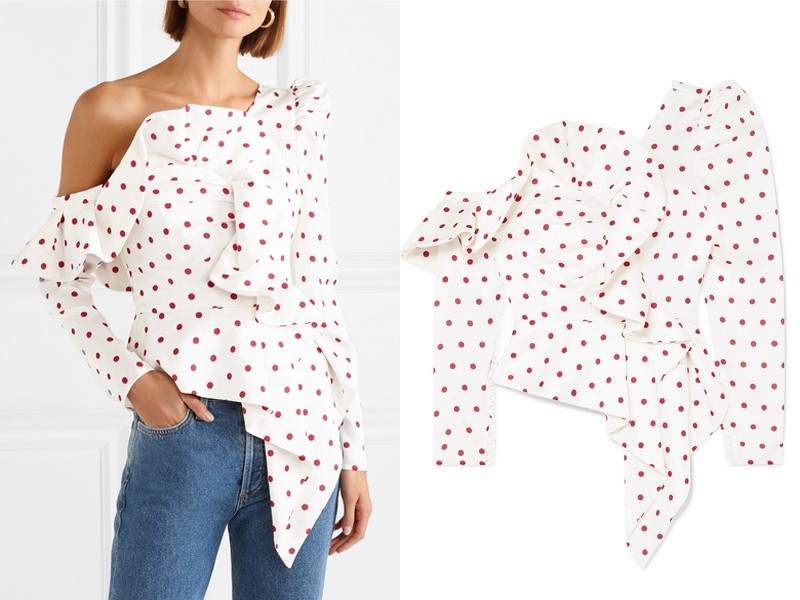 Polka-Dot Satin Blouse from Self-Portrait