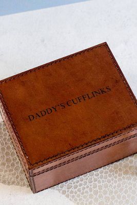 'Daddy's Cufflinks' Leather Stud Box Two Colours