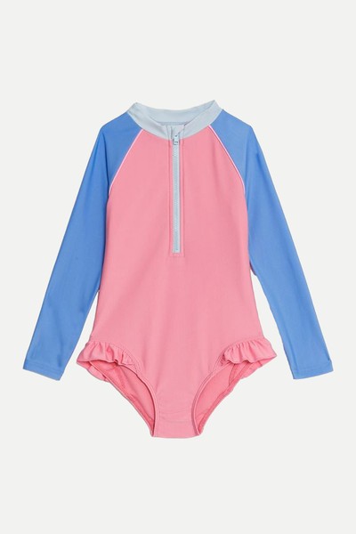 Colourblock Long Sleeve Swimsuit from Marks & Spencer